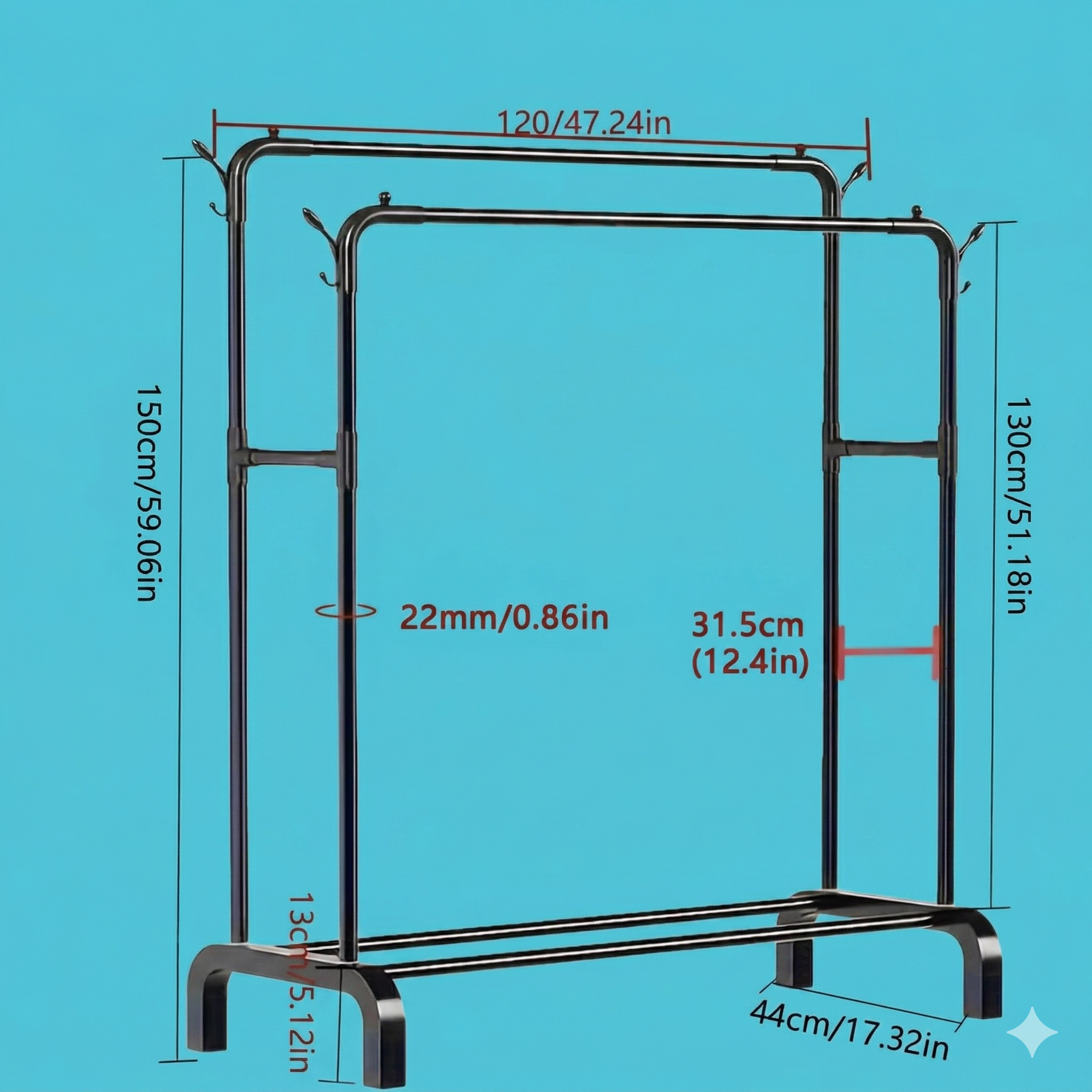 Heavy-Duty Double Pole Garment Rack